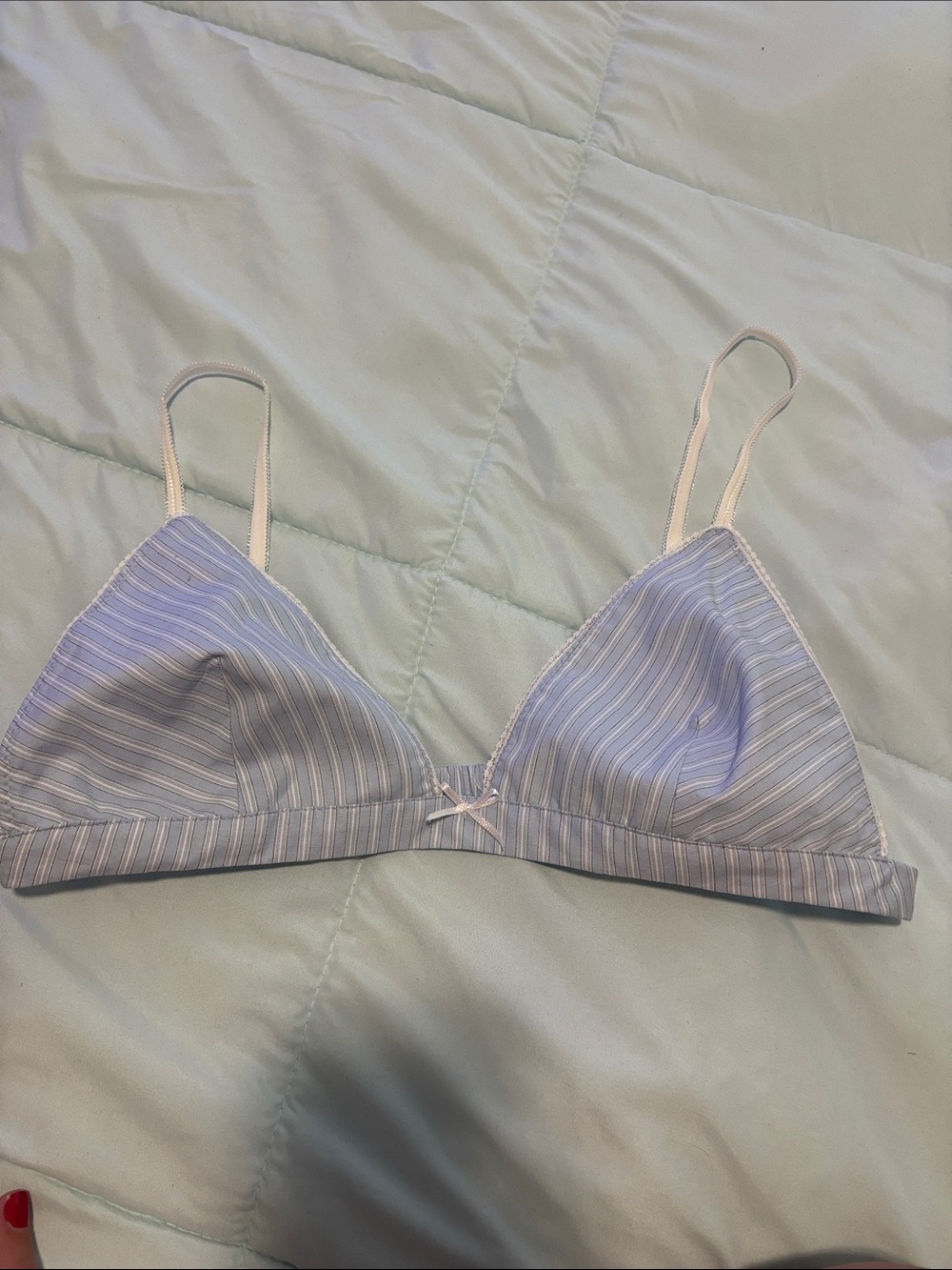 New Zara Striped Triangle Bralette - Light Blue